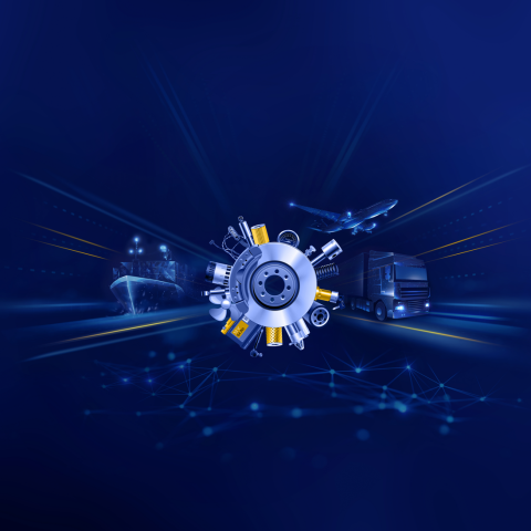 Automotive components with truck and aircraft illustrating global automotive logistics