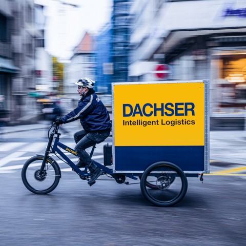 DACHSER cargo bike used for sustainable urban deliveries