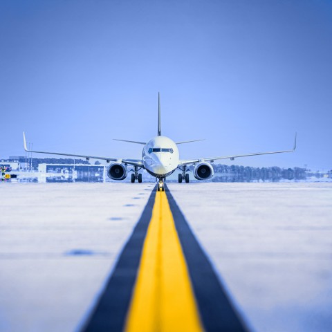 Cargo aircraft on an airport runway for air freight transport