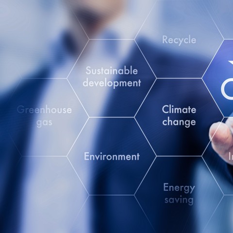 Sustainability concept with climate change and CO₂ themes
